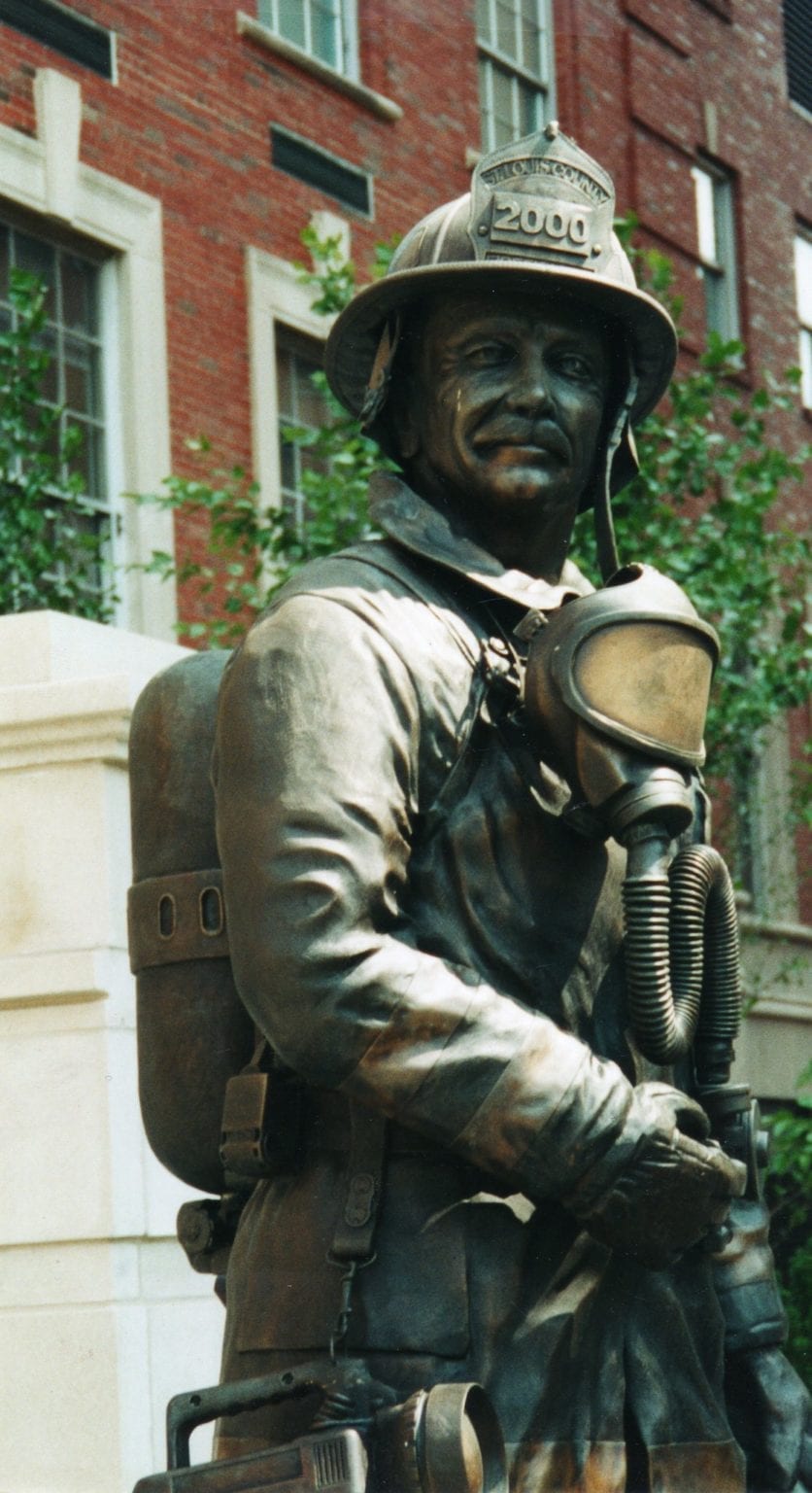 Bronze Memorial Standing Firefighter Statue | Brodin Studio Inc.